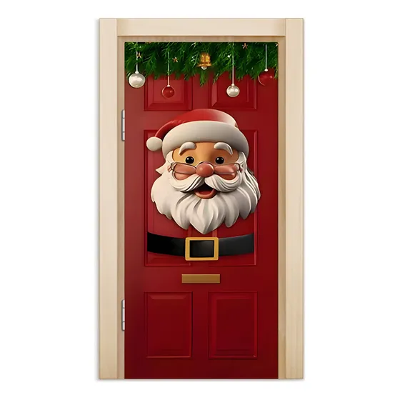 Capa De Porta Decoração Festa Sublimado Natal Papai Noel
