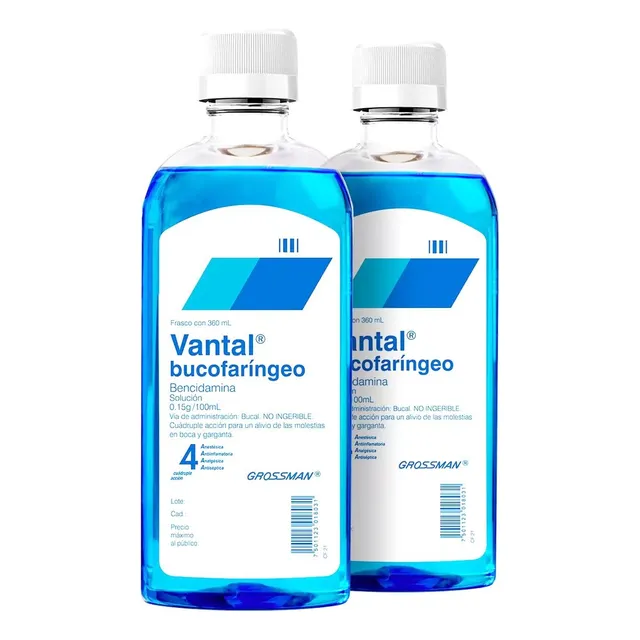 Vantal Bucofaríngeo Bencidamina Solución 360ml / 2 Piezas