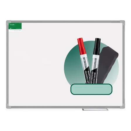 Quadro Branco 180x120 Moldura Alumínio Kit 2 Canetas Apagado Branco