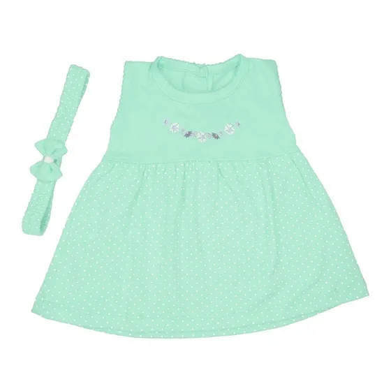 Vestido De Niña 3 Piezas Flores Y Puntos Bebu 