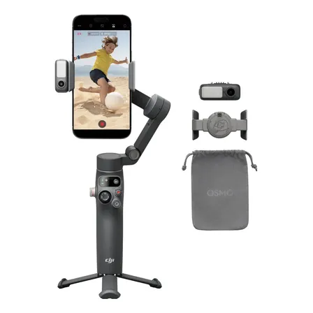 DJI Osmo Mobile 7P para celulares, iPhone e Android, rastreamento nativo, iluminação, estabilizador de 3 eixos, inicialização rápida, edição com um toque, braço extensível - DJI132
