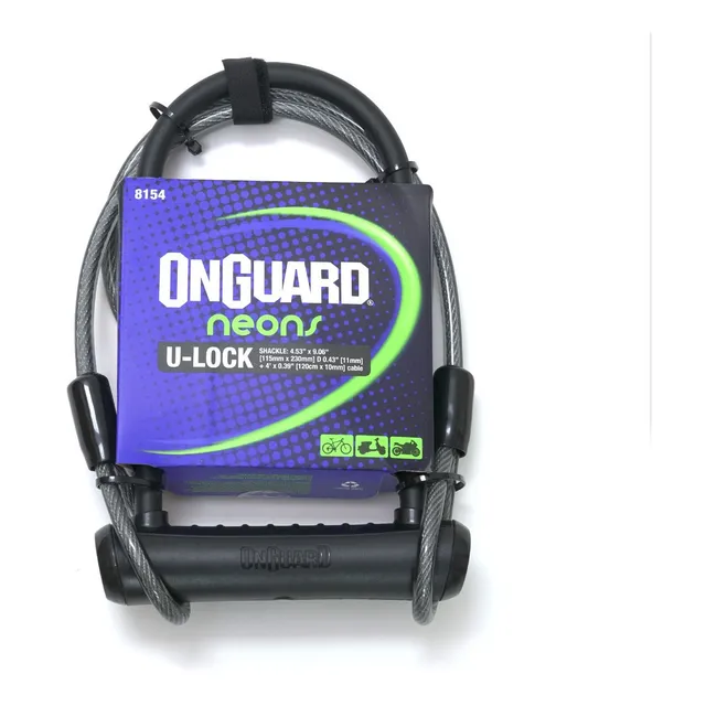 Candado Bici U-lock On Guard Neon C/ Piola + Soporte 230 Cm