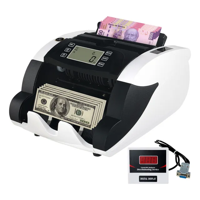 Hikeren Contadora Billetes Detector De Billetes Falsos Profesional, Contadora de billetes portatil, UV, IR, MG, Panel simplificado, fácil de operar