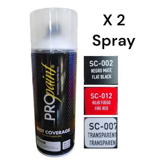Pintura Spray Negro Mate, Rojo Fuego Y Transparente 