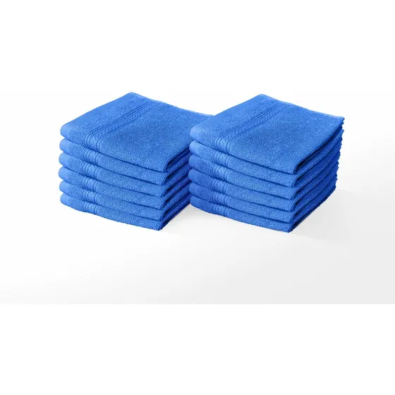 Oba Juego 12 Paño Algodon Lujo Color Azul Rey