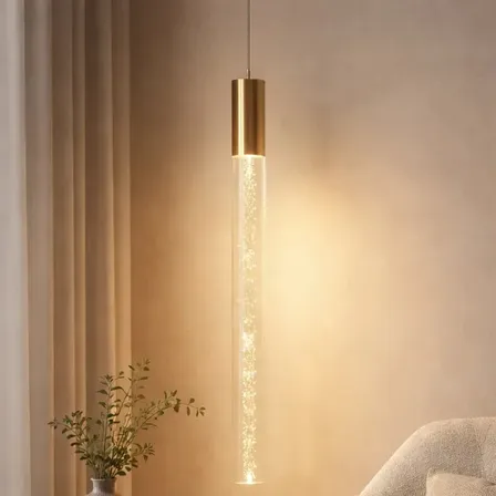 Pendente de Cristal Led Tricolor Dourado para Sala Vie Idéale