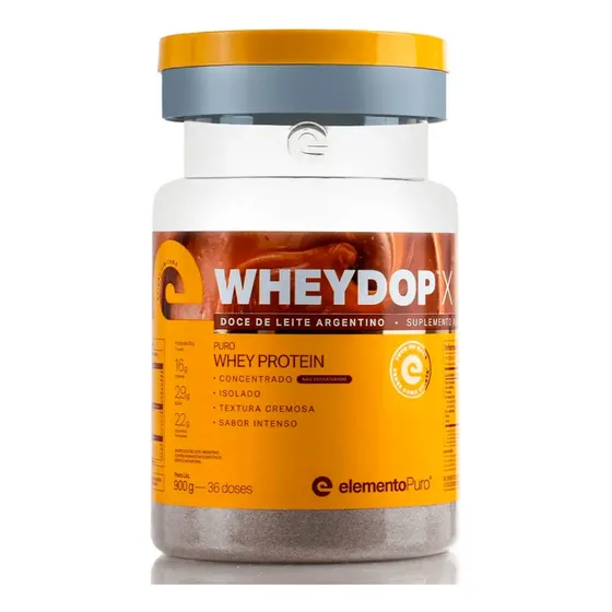 Suplemento em Pó Wheydop X Elemento Puro Whey Protein Concentrado e Isolado Pote 900g Sabor Doce de Leite Argentino