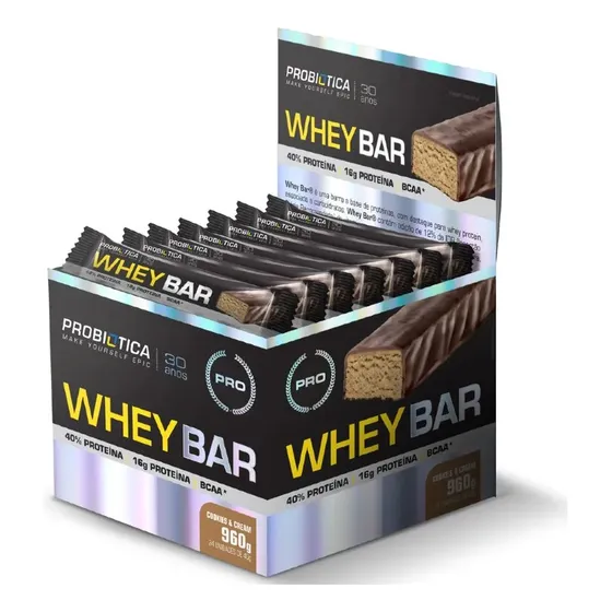 Whey Bar 24 Un - 15g De Proteína Por Barra - Probiótica