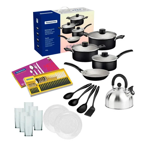 Kit De Cocina Ollas Completo 53 Piezas Bateria Tramontina