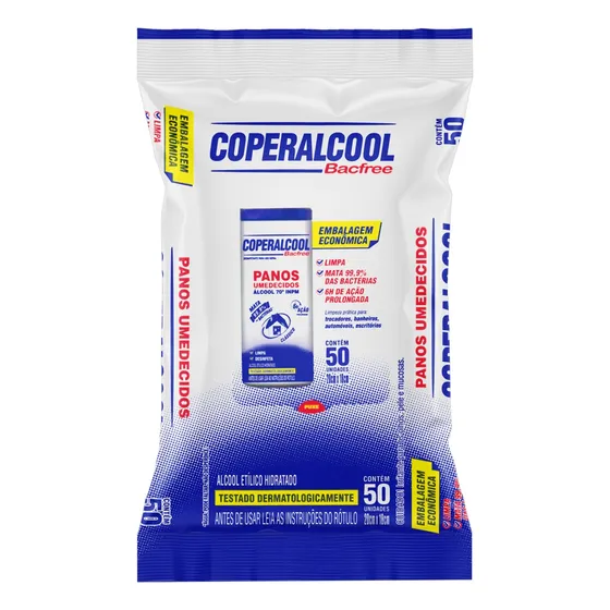 Coperalcool Bacfree Panos Umedecidos 70° Refil 50un 20x18cm