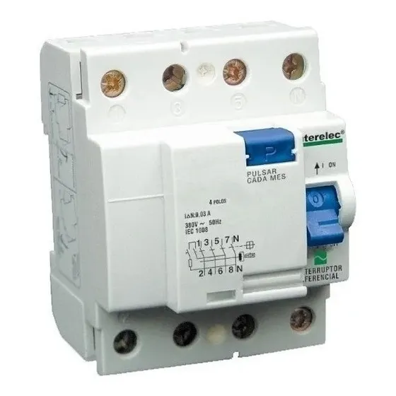 Disyuntor Diferencial Tetrapolar 4x63 A Interelec Intf364-63