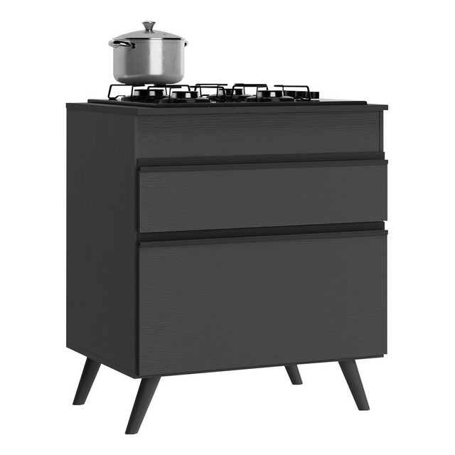 Balcão Cozinha Para Cooktop 70cm Veneza Multimóveis V3706 Cor Preto Balcão Cozinha Para Cooktop 70cm Veneza Multimóveis V3706 Cor Preto