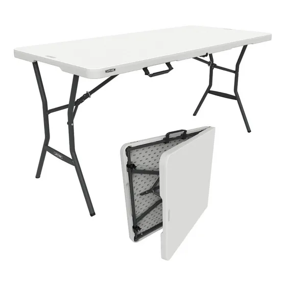 Mesa de exterior Lifetime 4534 de polietileno/acero color blanco