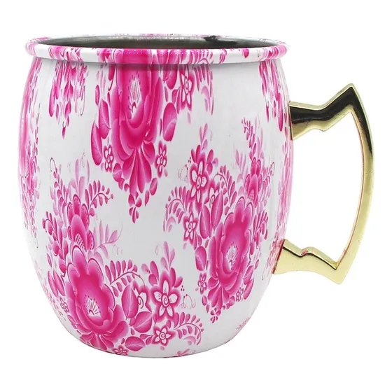 Mug Vasos 550ml Coctel Mojito Moscow Color Rosa Aluminio