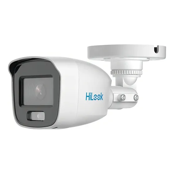 Hilook Cámara de Seguridad Con Microfono Integrado Bala TURBOHD 2 Mp Con Imagen a Color 24/7 ColorVu Lite THC-B129-PS Protección IP66 Para Uso Exterior + 20 mts de Luz Blanca