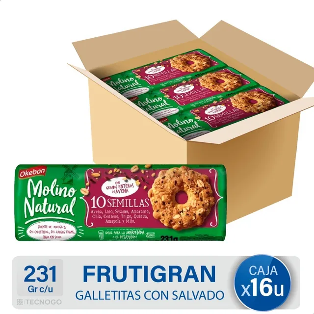 Caja Galletitas Okebon Molino Natural 10 Semillas Pack