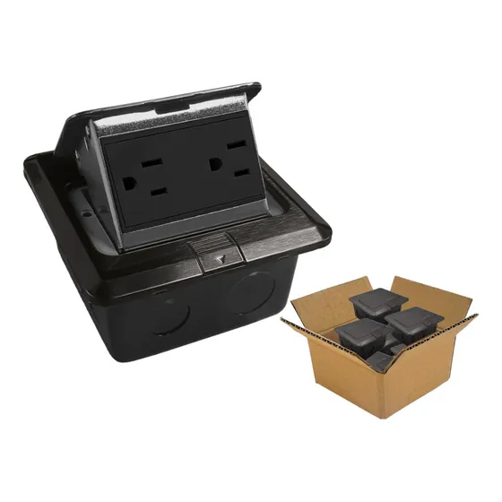12 Pz Contacto Duplex Empotrable Pop Up Toma De Piso Push Negro