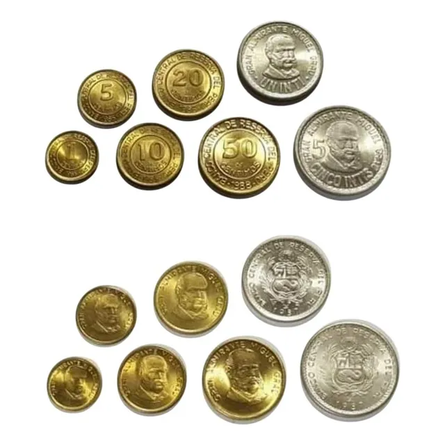 Monedas Perú Intis Miguel Grau Set X 7 Und 1980 - 1985 Unc