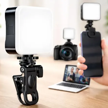 Ring Light Iluminador Celular Flash Luz Led de Preenchimento Para Mini Celular Câmera Self E Vídeos Cor Branco 3 Níveis de Luminosidade e Intensidade