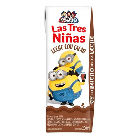 Pack 24 Leche Chocolatada Con Cacao 200ml C/u Las Tres Niñas