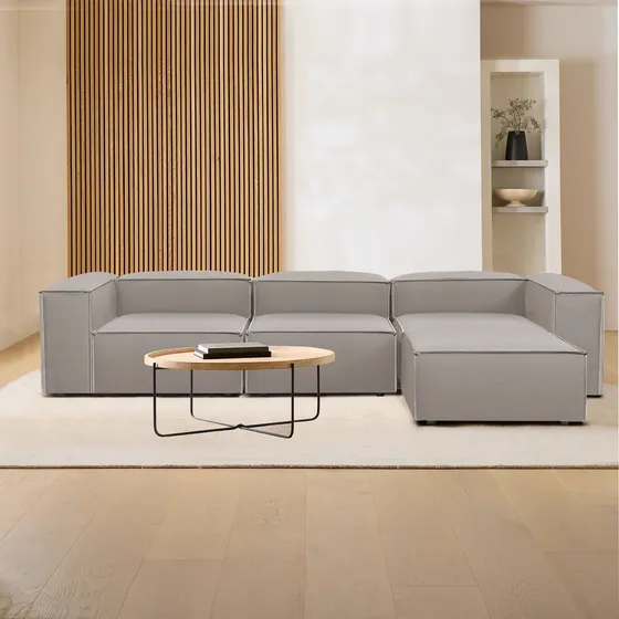 Sala Esquinera Moderna Latt Sillón Modular Lino Soft Minimal Color Arena