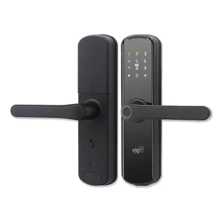 Fechadura Digital Biométrica Inteligente ELG Shfb700, Wi-fi, Abertura Por Biometria, Senha, Cartão De Proximidade, Aplicativo Ou Chave De Emergência, Preto