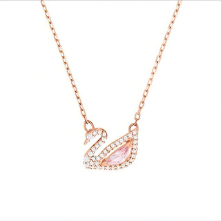 Colar De Cisne Em Ouro Rosa E Diamante Com Corrente De Osso Colar De Cisne Em Ouro Rosa E Diamante Com Corrente De Osso