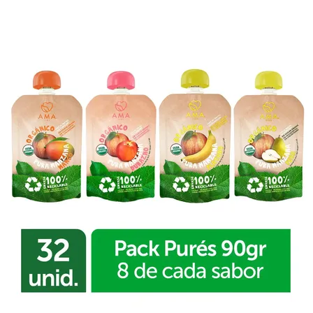 Ama Pack 32 Purés - Compotas Blend Orgánicas