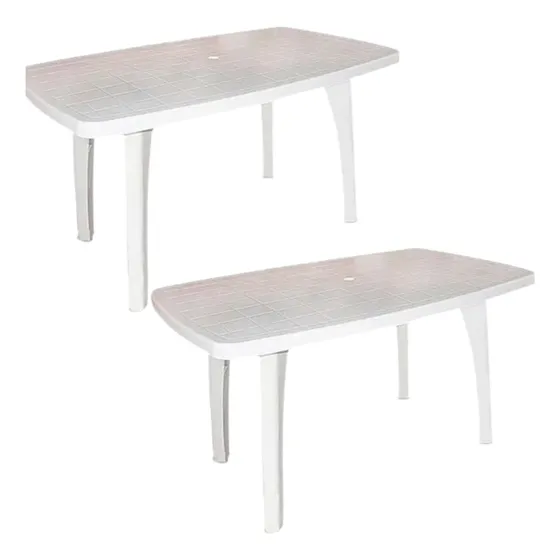 Kit 2 Mesa Retangular Pe Removivel Lazer Espaço Gourmet