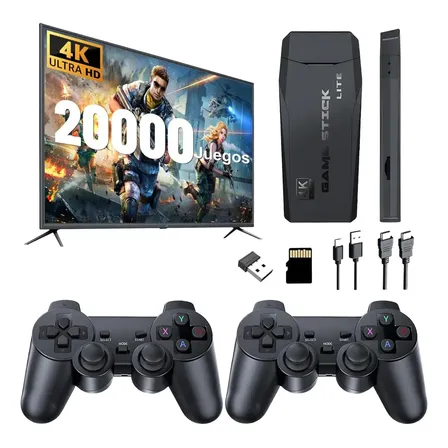 Controladores Inalámbricos Dobles 4k Juegos Retro 64g 20000+ Negro