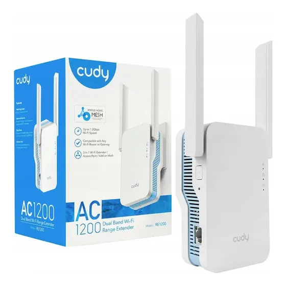 Repetidor Extensor Wifi Access point Alto Alcance Doble Antena Cudy Re1200 Dual Band Ac1200