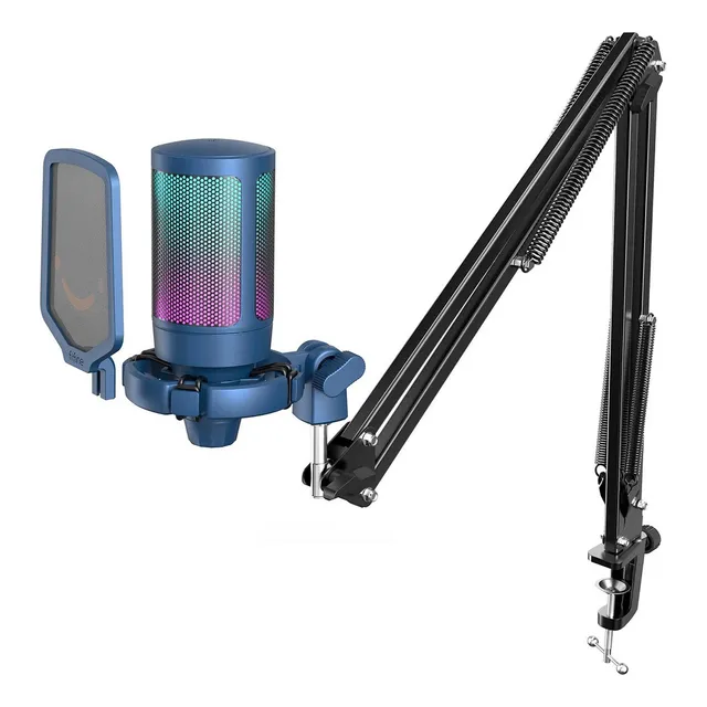 Micrófono Fifine Ampligame A6t Rgb (incluye Brazo) - Blue Color Azul