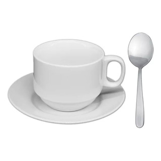 Pack 6 Tazas De Café Porcelana 100ml + Platillos + Cucharas Pack 6 Tazas De Café Porcelana 100ml + Platillos + Cucharas