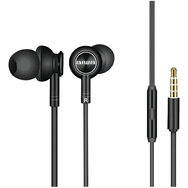 Auriculares Aiwa AWF1r con micrófono, color negro claro sin luz