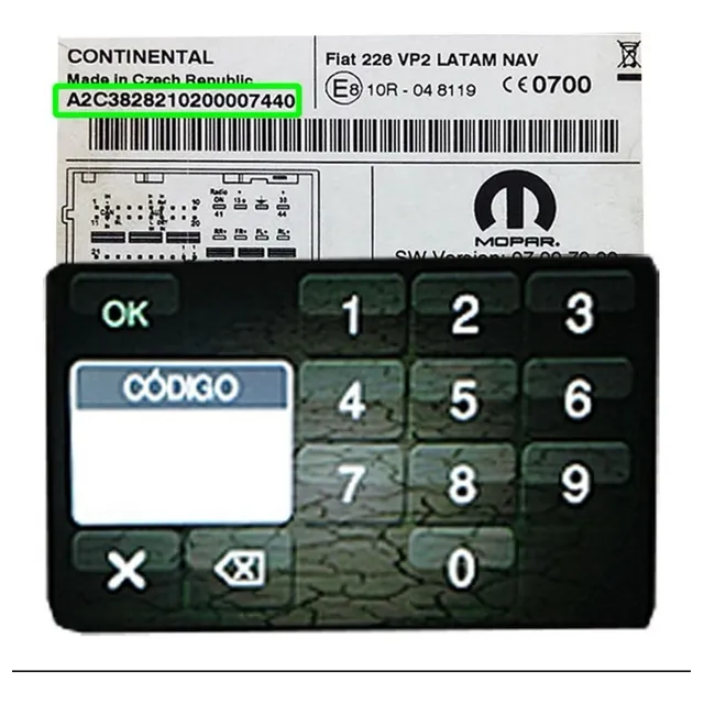 Senha Code P/ Rádio Jeep Renegade Continental Envio Imediato