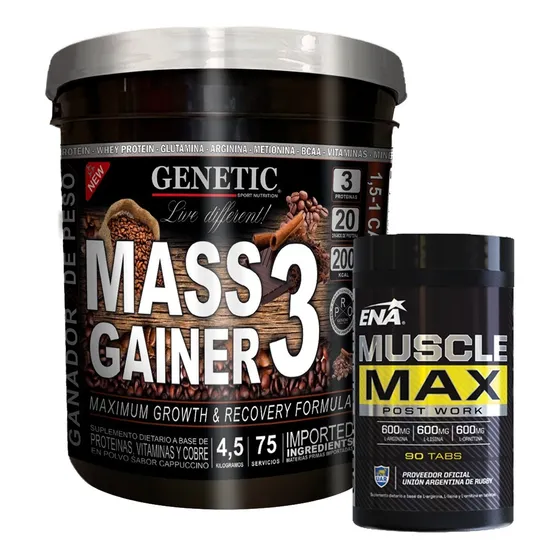 Crecimiento Muscular Gainer 4,5 Kg Aminos Muscle Max Genetic