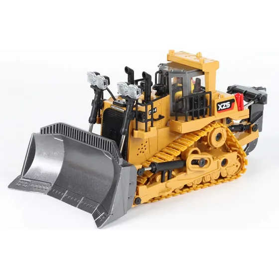 Xwu Juguete Bulldozer De Control Remoto, Juguetes De Tractor De Construcción Pushdozer Máquina De Camión De Juguete, 1:24 9 Canales Rc Bulldozer Con Luces Para Niños De 8 A 15 Años De Edad,