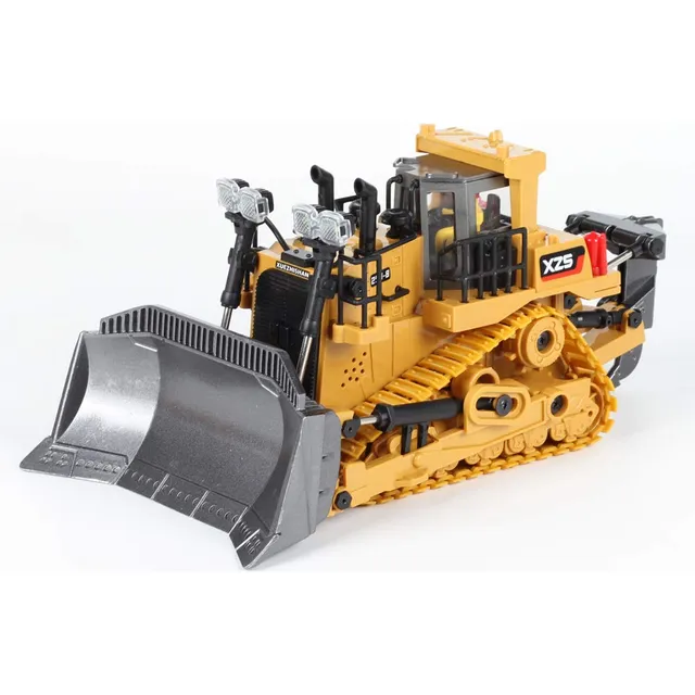 Xwu Juguete Bulldozer De Control Remoto, Juguetes De Tractor De Construcción Pushdozer Máquina De Camión De Juguete, 1:24 9 Canales Rc Bulldozer Con Luces Para Niños De 8 A 15 Años De Edad,