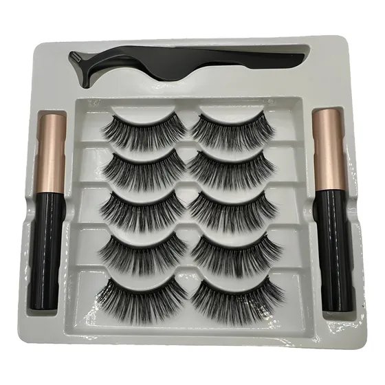 Pestañas Magnéticas Set Con Pinza Kit Delineador Magnético 5