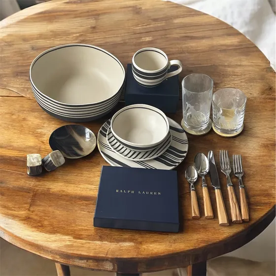 Vajilla Completa Polo Ralph Lauren -set De Vasos Y Cubiertos