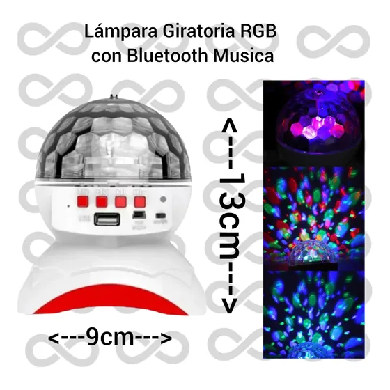 Lámpara Esfera Giratoria Rgb Con Bluetooth Musica