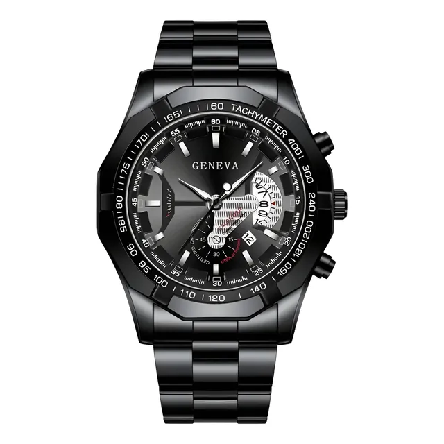 Reloj Hombre Geneva Sport Elegante En Color Negro