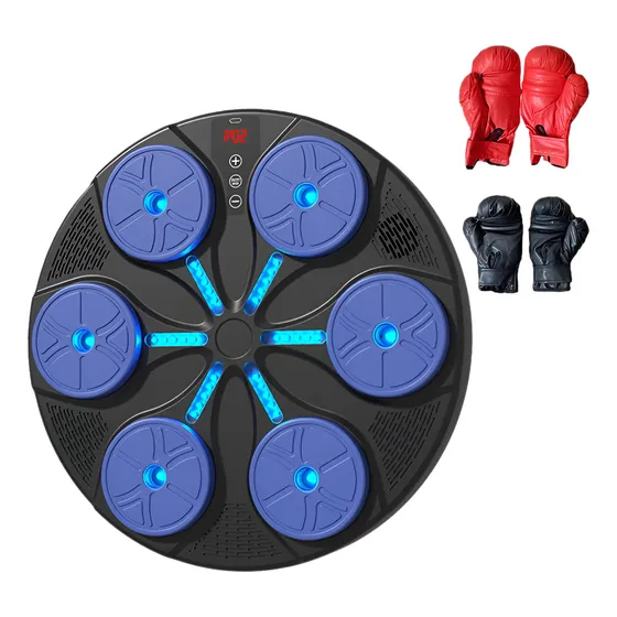 Maquina De Boxeo Intelligent Boxing Machine STC-10 Musical Bluetooth Recargable Con Guantes Color Azul