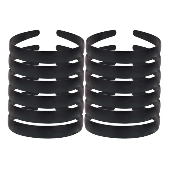 12 Diademas Para Forros Y Manualidades Negras, 2 Cm