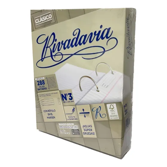 Repuesto Rivadavia N°3 Sin Banda X 288 Cuadriculado