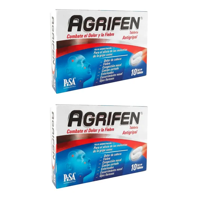 Pack 2 Cajas Agrifen Antigripal 10 Tabs, C/u