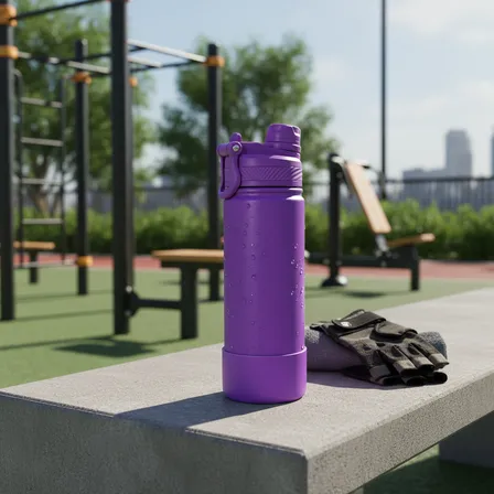 Garrafa Térmica Inox 600ml Bico Duplo Com Canudo Escolar Roxa