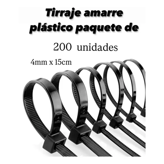 Tirrap Tirraje Cinta De Amarre  Precinto 4mmx15cm X 200 Unid