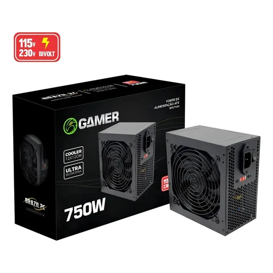 Brazil PC BPC/7400 fonte de alimentação para pc 750w preta 127v 220v