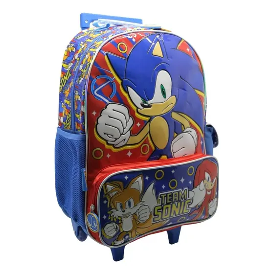 Mochila Cresko 18 C/carrito Sonic Team (so328) Color Azul Diseño de la tela Liso